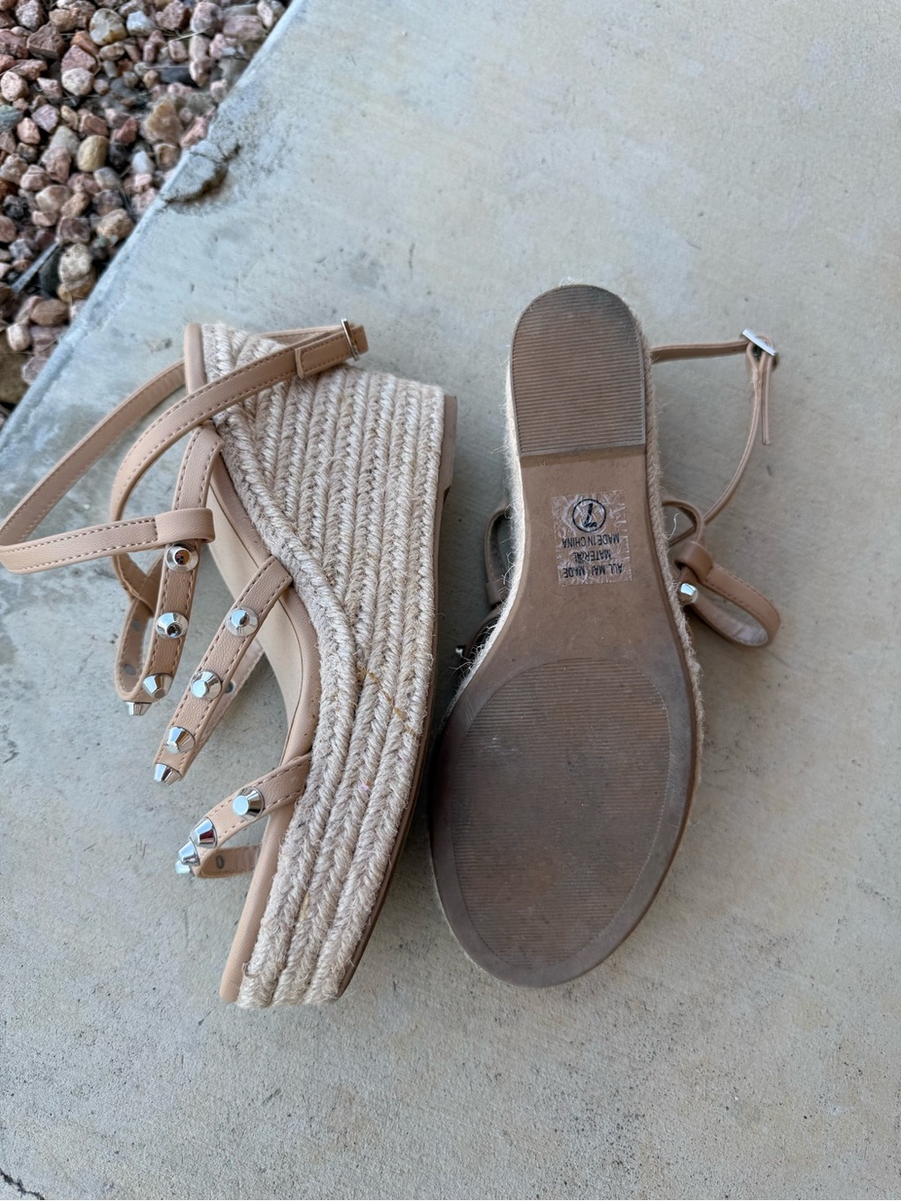 SODA Studded Tan Wedges - Picture 5 of 8